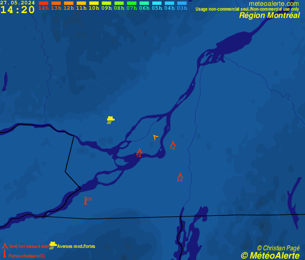 Carte de situation et alertes météo temps réel : Montréal et environs